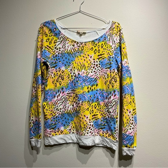 L’atiste Size M Tye Die Animal Print Sweater With Spiked Shoulders Slouchy - Picture 2 of 8